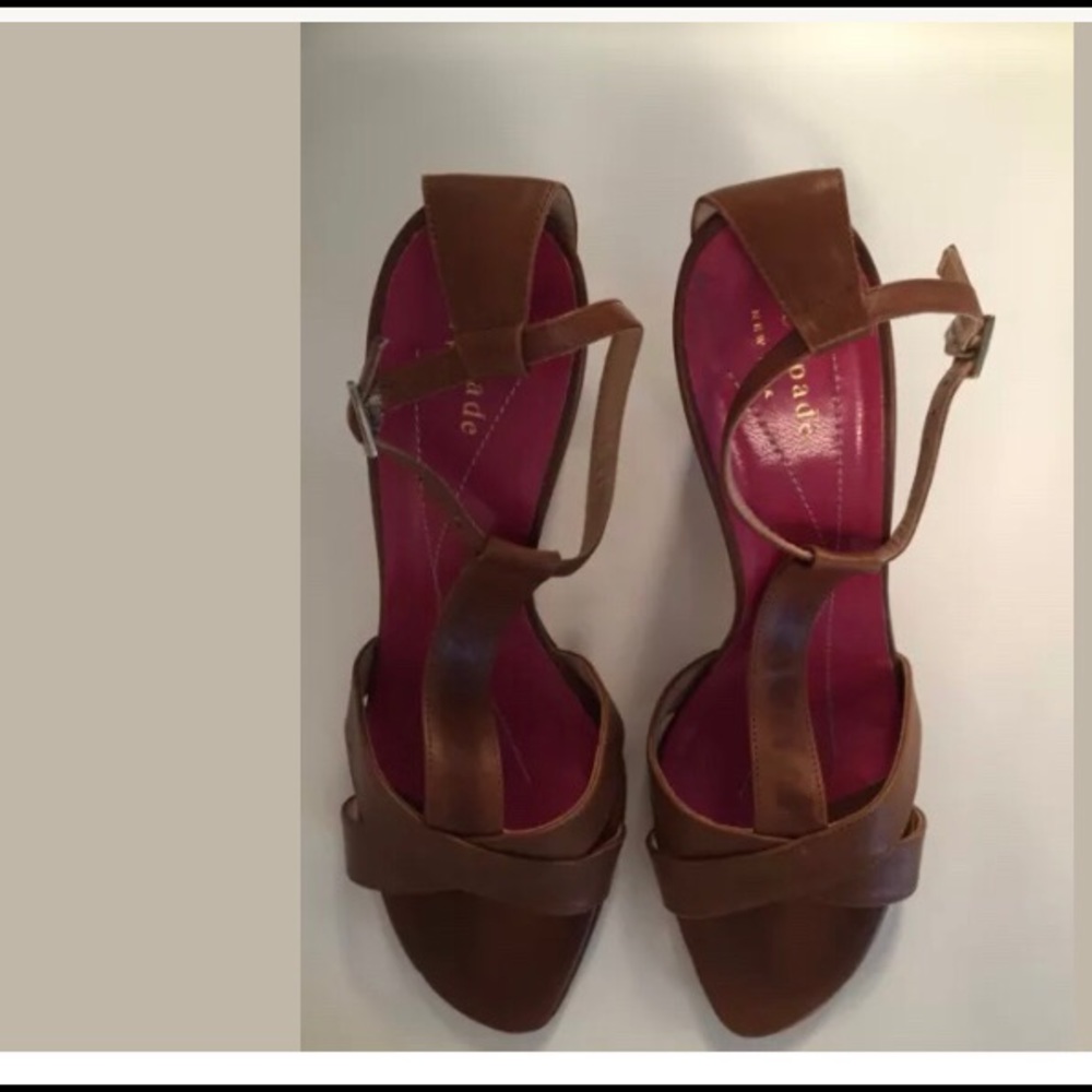 Kate Spade Brown Leather T-Strap Sandals (sz 7.5)
